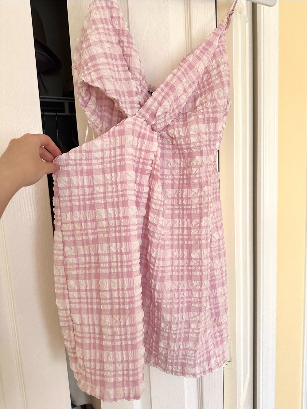 Zara- Pink Plaid Textured Sundress